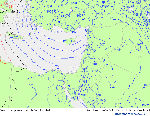 Pressione al suolo ECMWF dom 05.05.2024 12 UTC