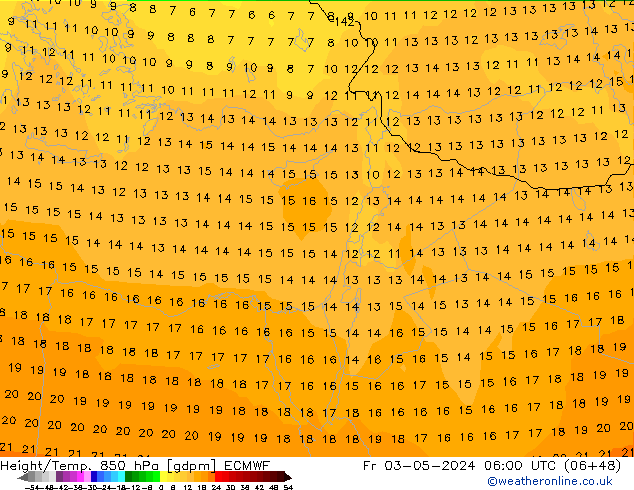 Height/Temp. 850 hPa ECMWF pt. 03.05.2024 06 UTC