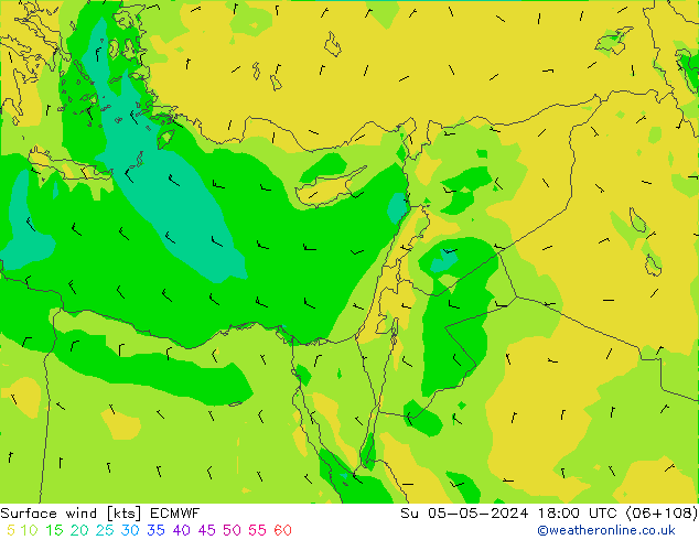 Surface wind ECMWF Su 05.05.2024 18 UTC