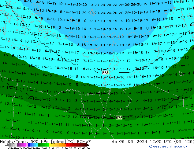 Height/Temp. 500 hPa ECMWF Mo 06.05.2024 12 UTC