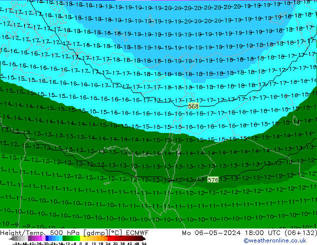 Height/Temp. 500 hPa ECMWF Mo 06.05.2024 18 UTC