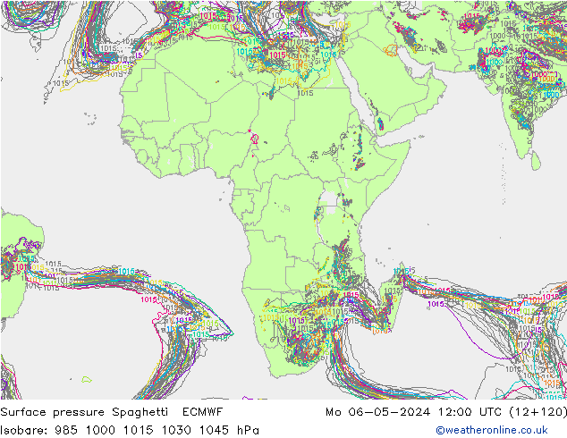 pressão do solo Spaghetti ECMWF Seg 06.05.2024 12 UTC