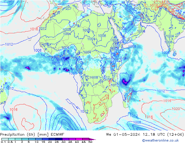 Yağış (6h) ECMWF Çar 01.05.2024 18 UTC