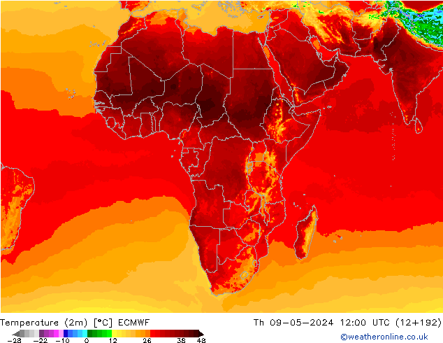 température (2m) ECMWF jeu 09.05.2024 12 UTC
