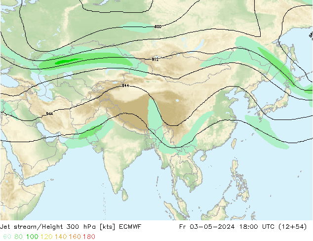 Jet stream/Height 300 hPa ECMWF Fr 03.05.2024 18 UTC