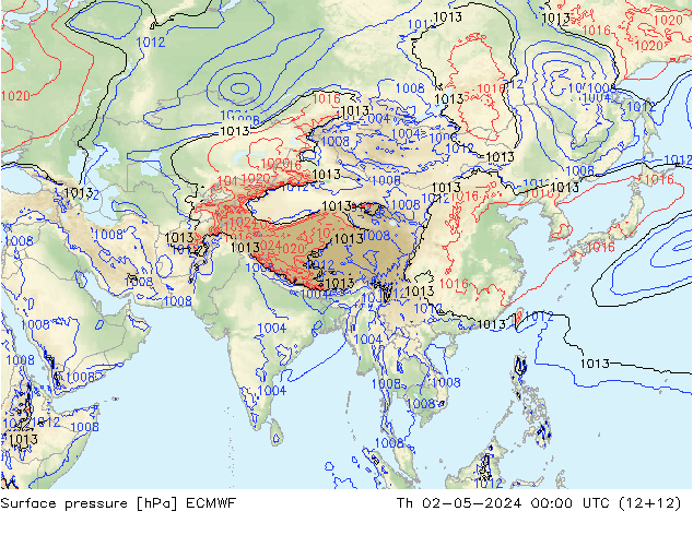 Surface pressure ECMWF Th 02.05.2024 00 UTC