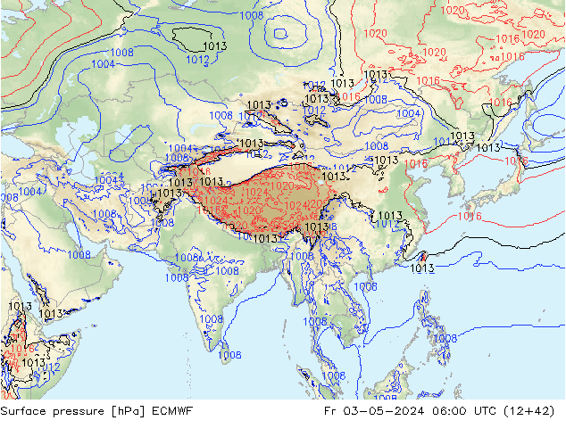 Pressione al suolo ECMWF ven 03.05.2024 06 UTC