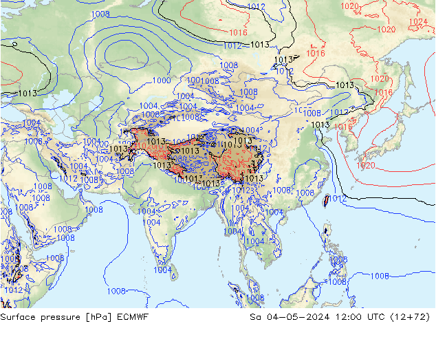 Atmosférický tlak ECMWF So 04.05.2024 12 UTC