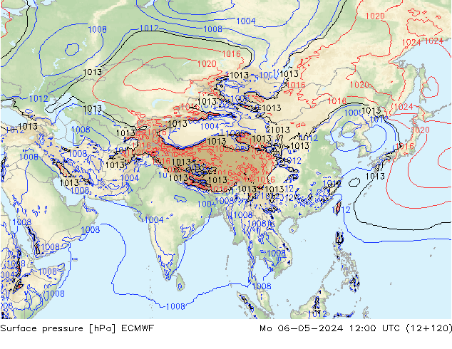 Bodendruck ECMWF Mo 06.05.2024 12 UTC