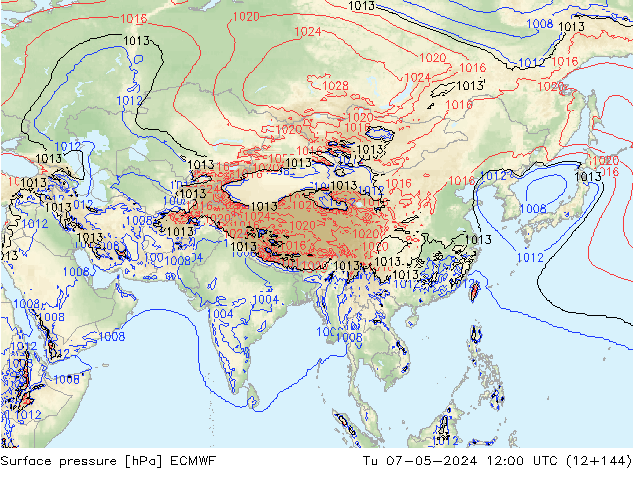 Bodendruck ECMWF Di 07.05.2024 12 UTC