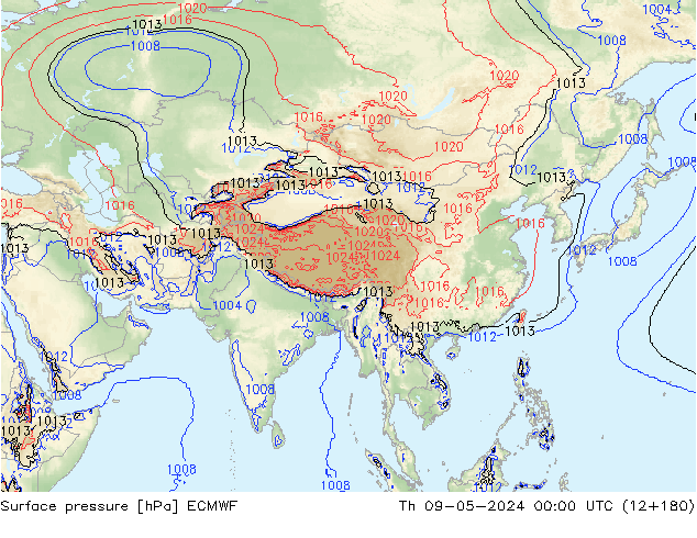 Luchtdruk (Grond) ECMWF do 09.05.2024 00 UTC