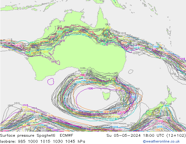 Bodendruck Spaghetti ECMWF So 05.05.2024 18 UTC