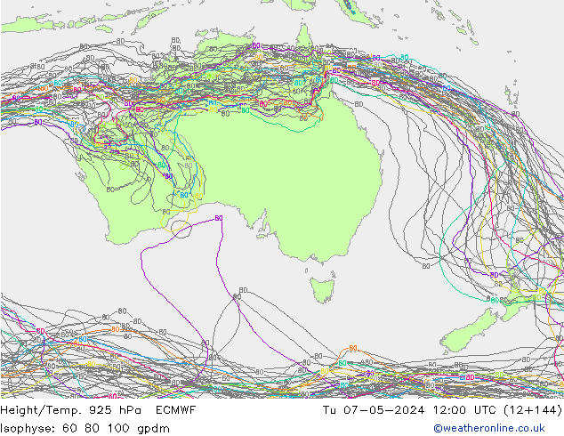 Hoogte/Temp. 925 hPa ECMWF di 07.05.2024 12 UTC