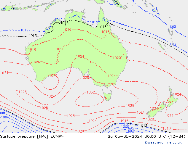 Surface pressure ECMWF Su 05.05.2024 00 UTC