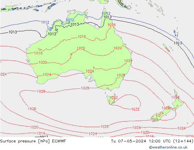 Bodendruck ECMWF Di 07.05.2024 12 UTC