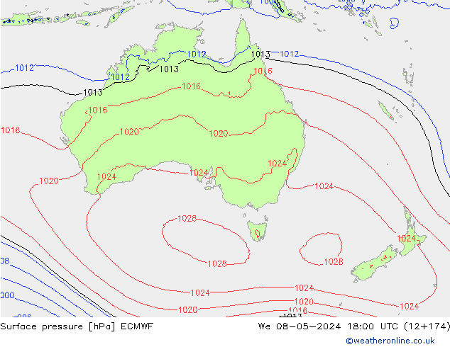 Luchtdruk (Grond) ECMWF wo 08.05.2024 18 UTC