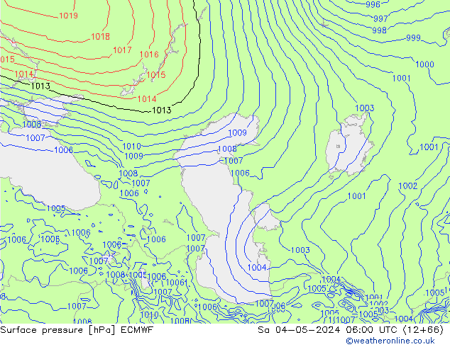 приземное давление ECMWF сб 04.05.2024 06 UTC