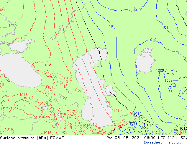 Surface pressure ECMWF We 08.05.2024 06 UTC