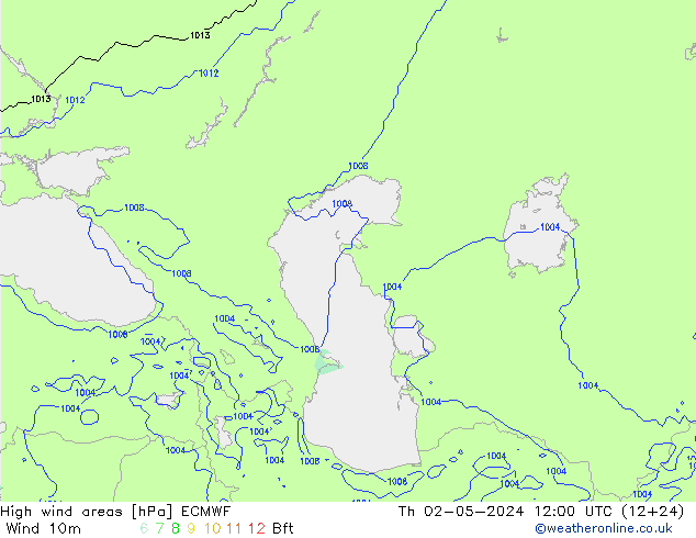 High wind areas ECMWF Th 02.05.2024 12 UTC