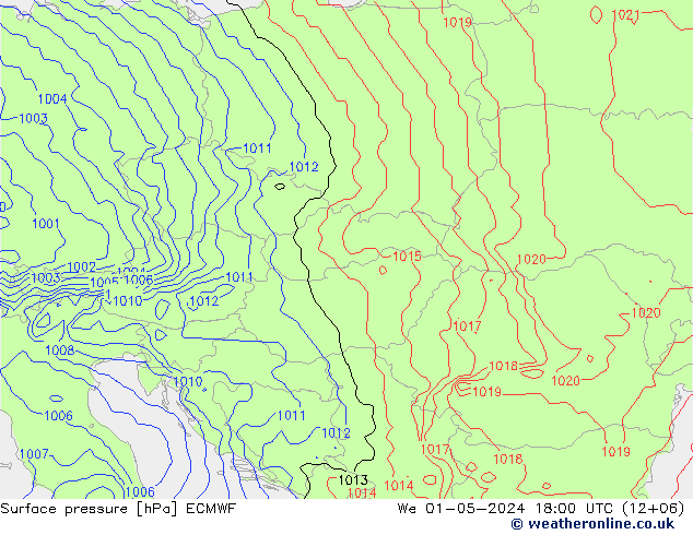 Luchtdruk (Grond) ECMWF wo 01.05.2024 18 UTC