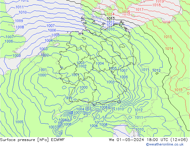 ciśnienie ECMWF śro. 01.05.2024 18 UTC