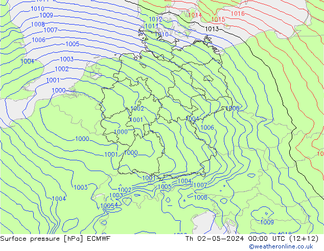 Surface pressure ECMWF Th 02.05.2024 00 UTC