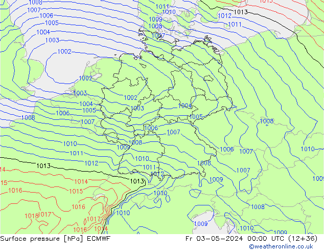 Surface pressure ECMWF Fr 03.05.2024 00 UTC