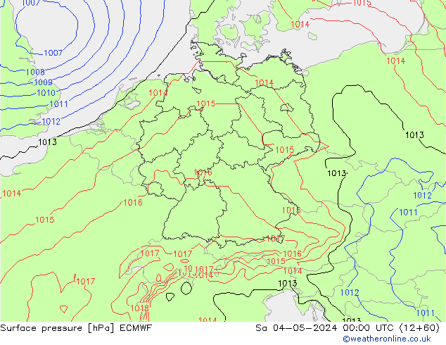 Surface pressure ECMWF Sa 04.05.2024 00 UTC