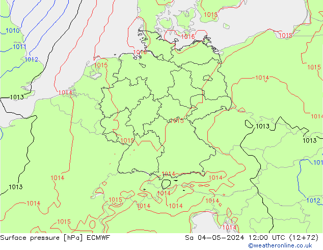 Luchtdruk (Grond) ECMWF za 04.05.2024 12 UTC