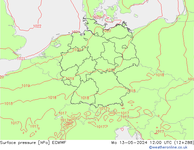 Surface pressure ECMWF Mo 13.05.2024 12 UTC