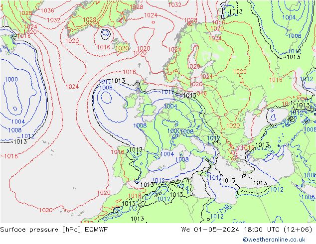 Bodendruck ECMWF Mi 01.05.2024 18 UTC