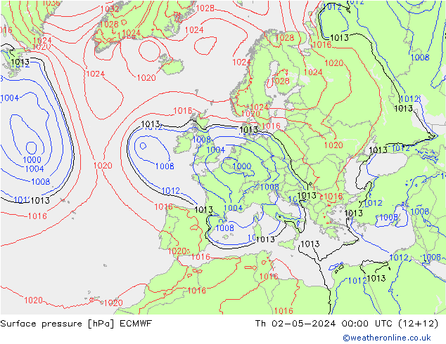 Surface pressure ECMWF Th 02.05.2024 00 UTC