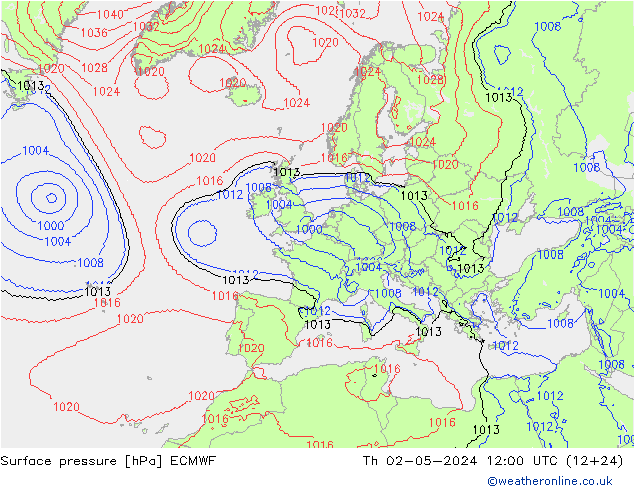 Bodendruck ECMWF Do 02.05.2024 12 UTC