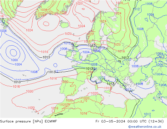 Surface pressure ECMWF Fr 03.05.2024 00 UTC