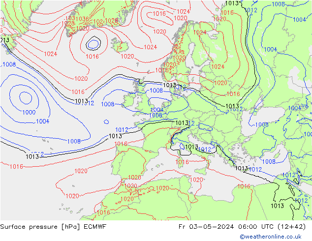 Surface pressure ECMWF Fr 03.05.2024 06 UTC