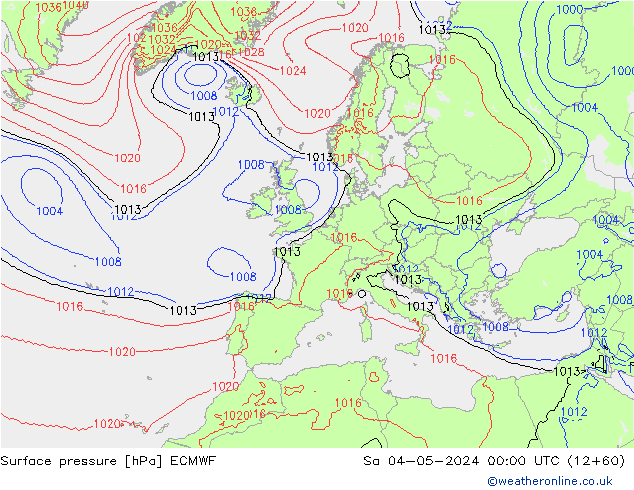 Presión superficial ECMWF sáb 04.05.2024 00 UTC