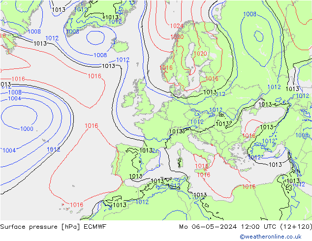 Bodendruck ECMWF Mo 06.05.2024 12 UTC