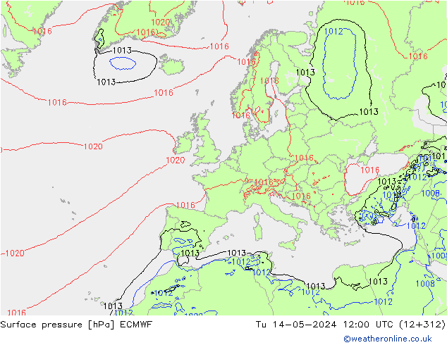 pression de l'air ECMWF mar 14.05.2024 12 UTC