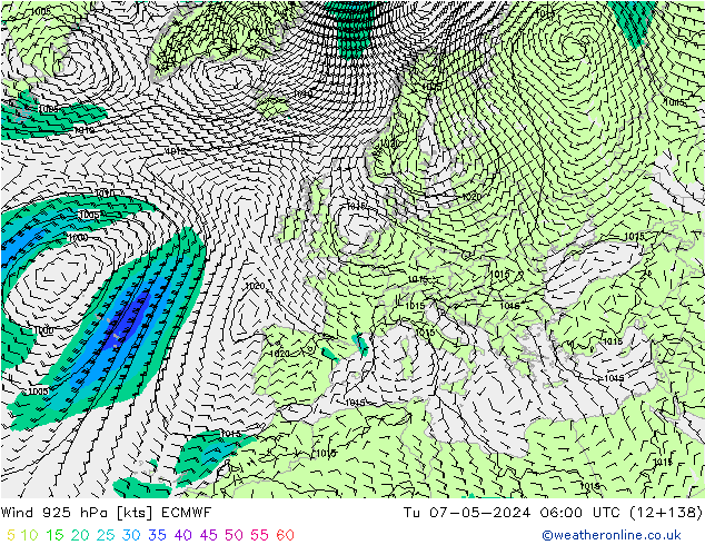 Wind 925 hPa ECMWF di 07.05.2024 06 UTC