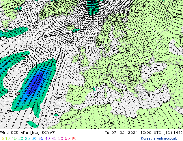 Wind 925 hPa ECMWF Di 07.05.2024 12 UTC