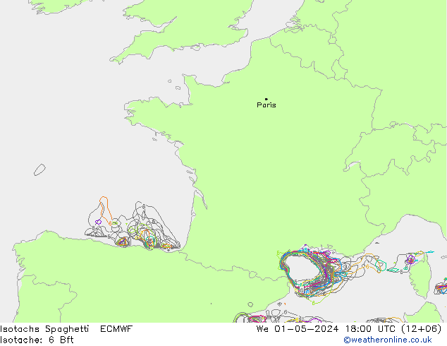Isotachs Spaghetti ECMWF  01.05.2024 18 UTC
