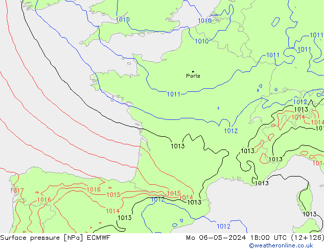 Luchtdruk (Grond) ECMWF ma 06.05.2024 18 UTC