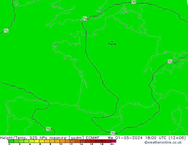 Hoogte/Temp. 925 hPa ECMWF wo 01.05.2024 18 UTC