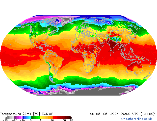 Temperaturkarte (2m) ECMWF So 05.05.2024 06 UTC