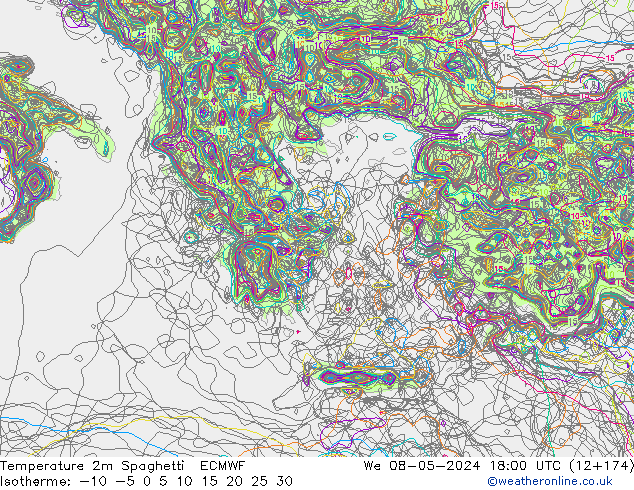 Sıcaklık Haritası 2m Spaghetti ECMWF Çar 08.05.2024 18 UTC