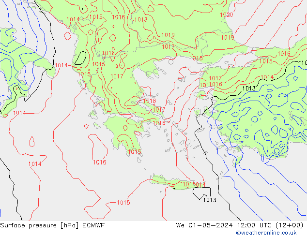 Atmosférický tlak ECMWF St 01.05.2024 12 UTC