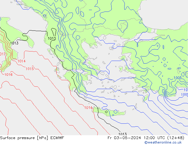 Bodendruck ECMWF Fr 03.05.2024 12 UTC