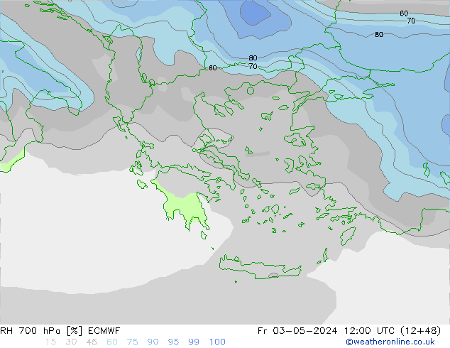 RH 700 hPa ECMWF Fr 03.05.2024 12 UTC