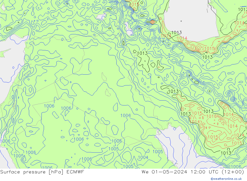 pressão do solo ECMWF Qua 01.05.2024 12 UTC