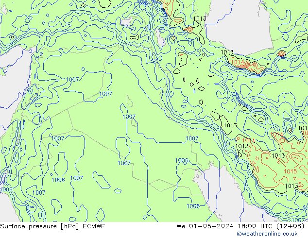 Surface pressure ECMWF We 01.05.2024 18 UTC